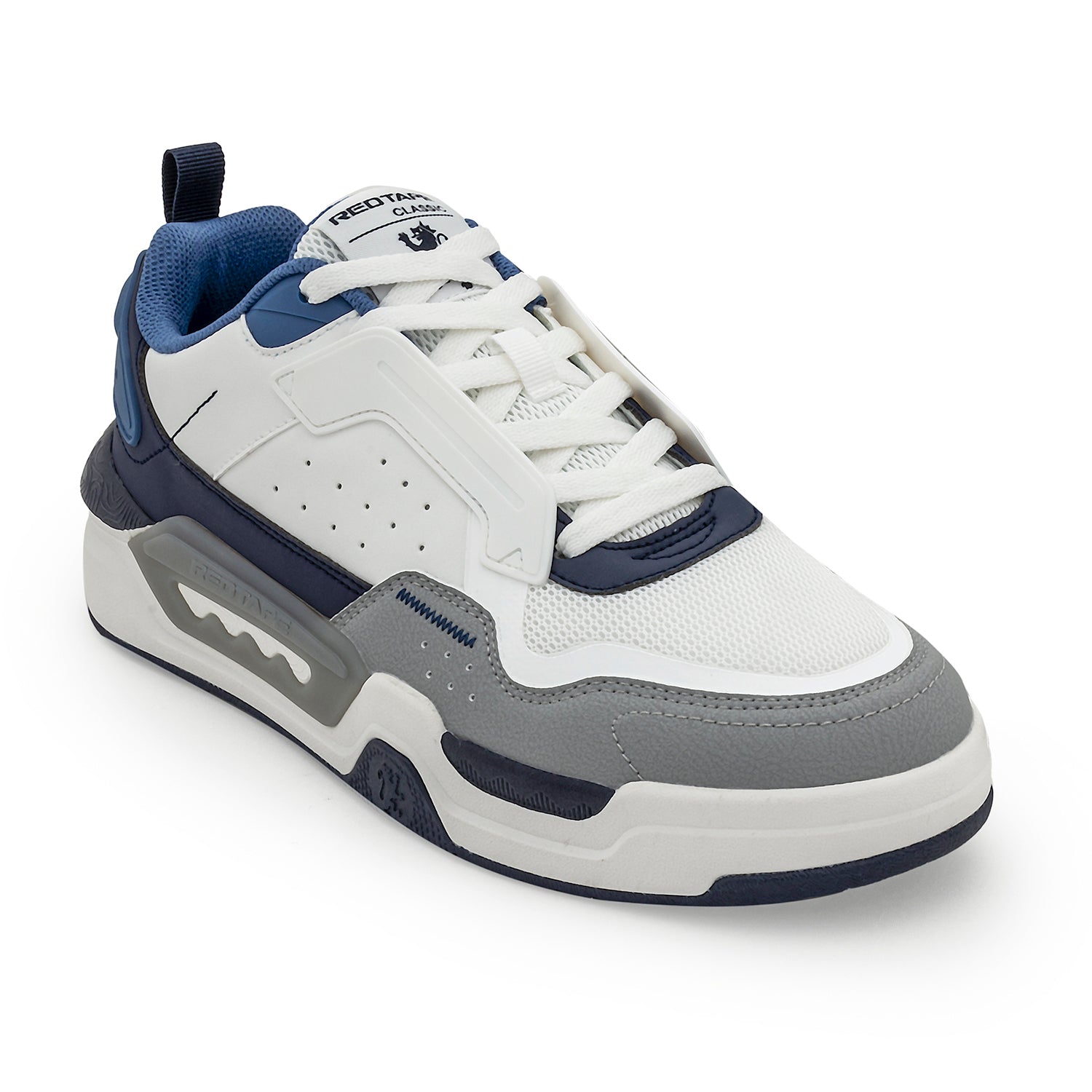 Redtape Men's White and Blue Sneakers