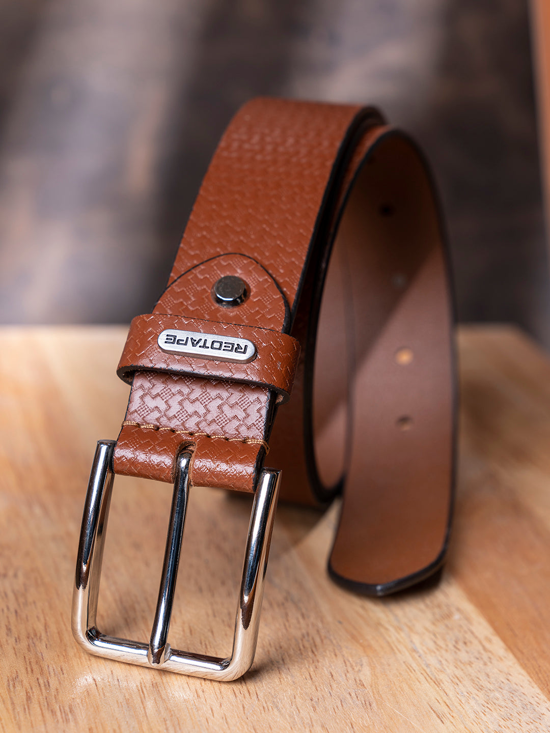 Men Tan Leather Belt Redtape - Main Image