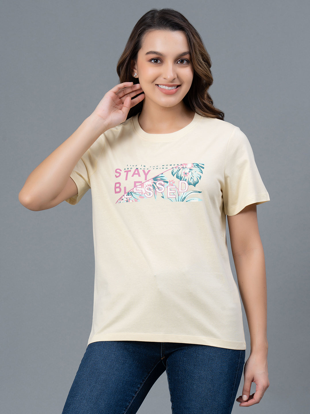 Mode by Red Tape Casual Cotton T-Shirt for Women Comfortable