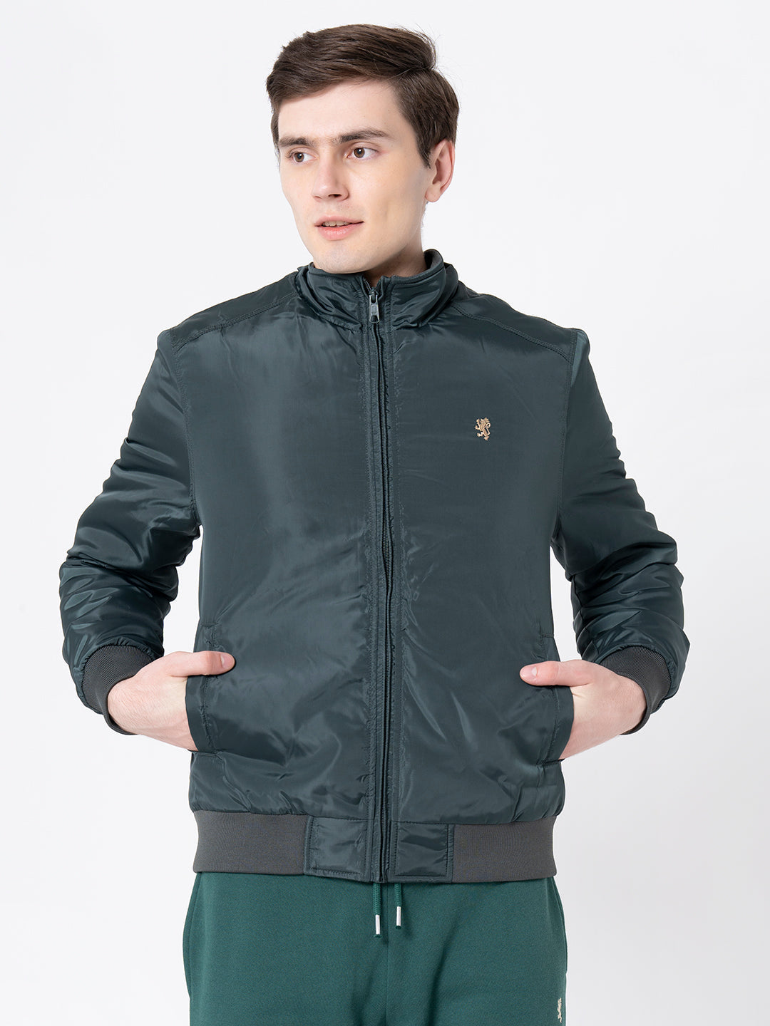 Red Tape Men's Dark Green Solid Jacket Redtape