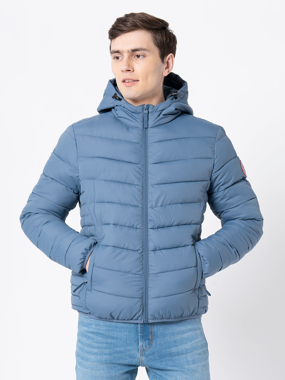 Red Tape Men's Light Blue Solid Jacket Redtape - Main Image