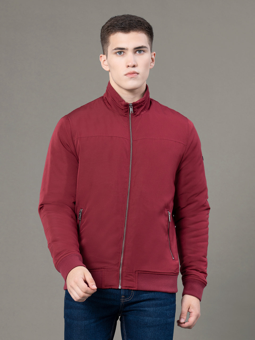 Stand Collar Bomber Jacket for Men Redtape - Main Image
