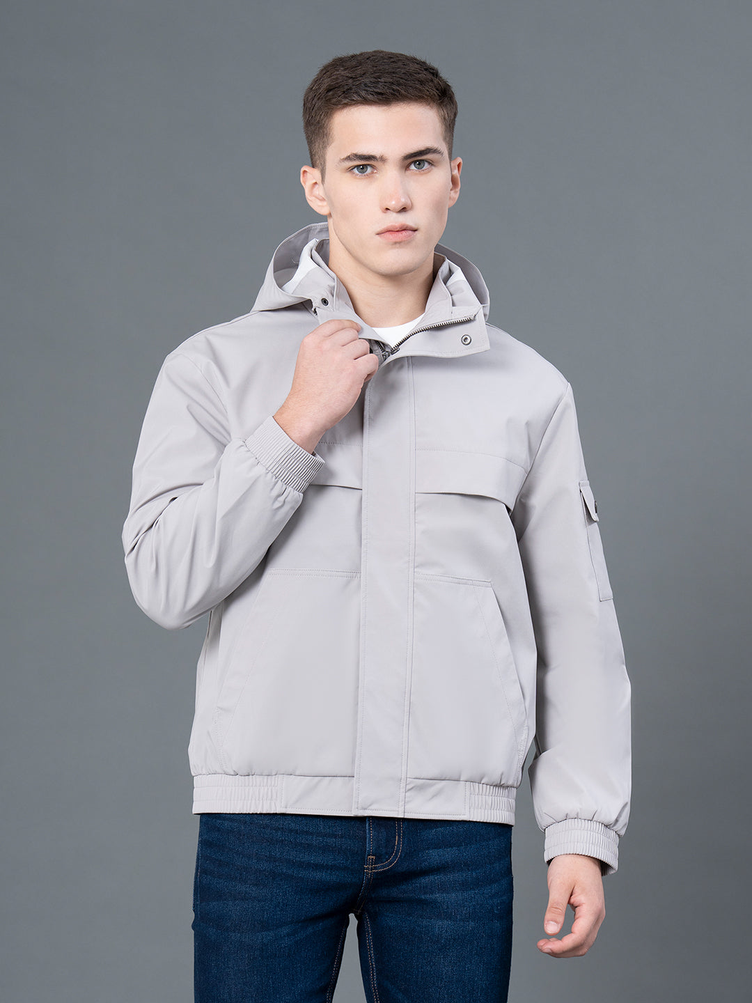 Solid Hooded Jacket for Men Redtape