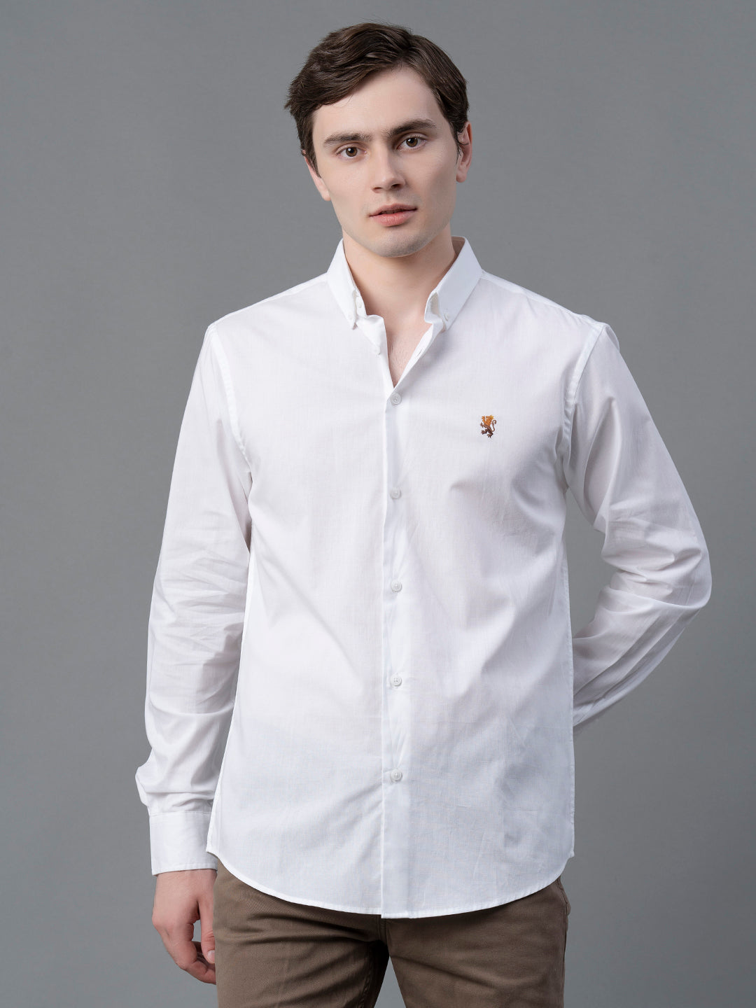 Premium Cotton Solid Shirt for Man (Silver)