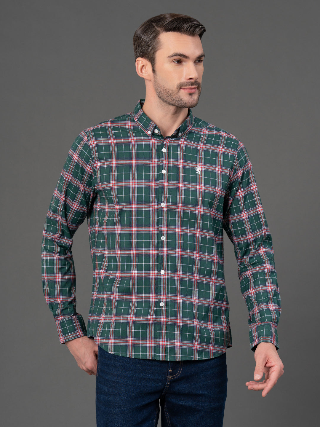 Dark Green Checked Shirt for Men Redtape Dark Green Checked Shirt for Men Redtape