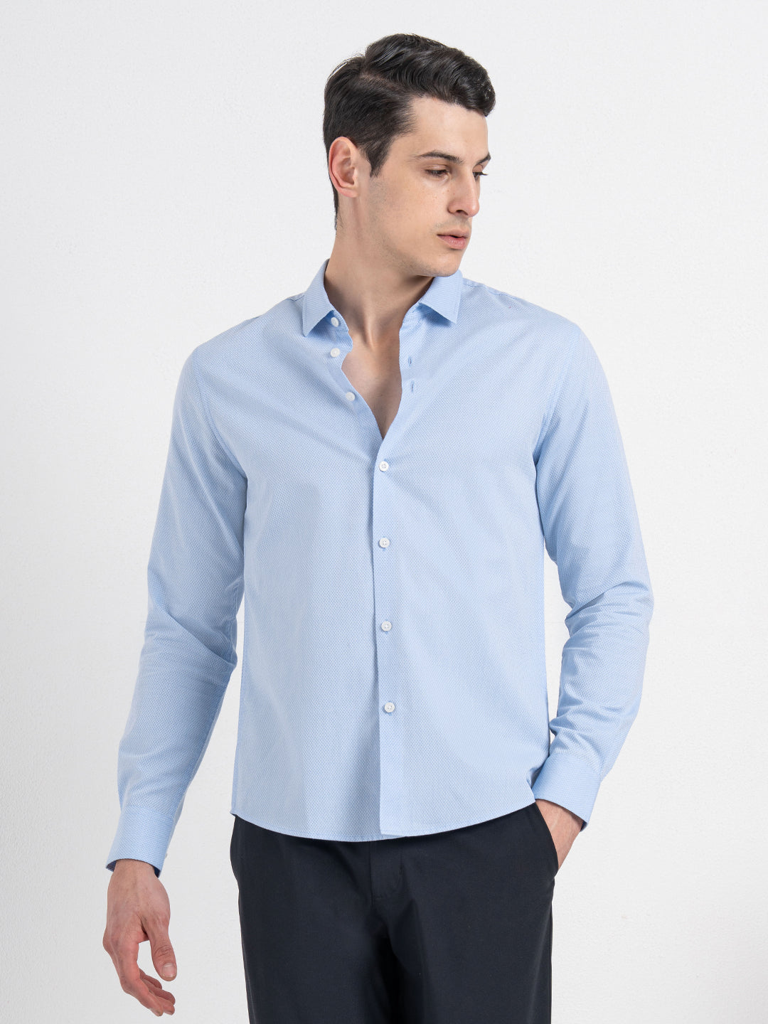 Dobby Button-Down Formal Shirt for Men Redtape
