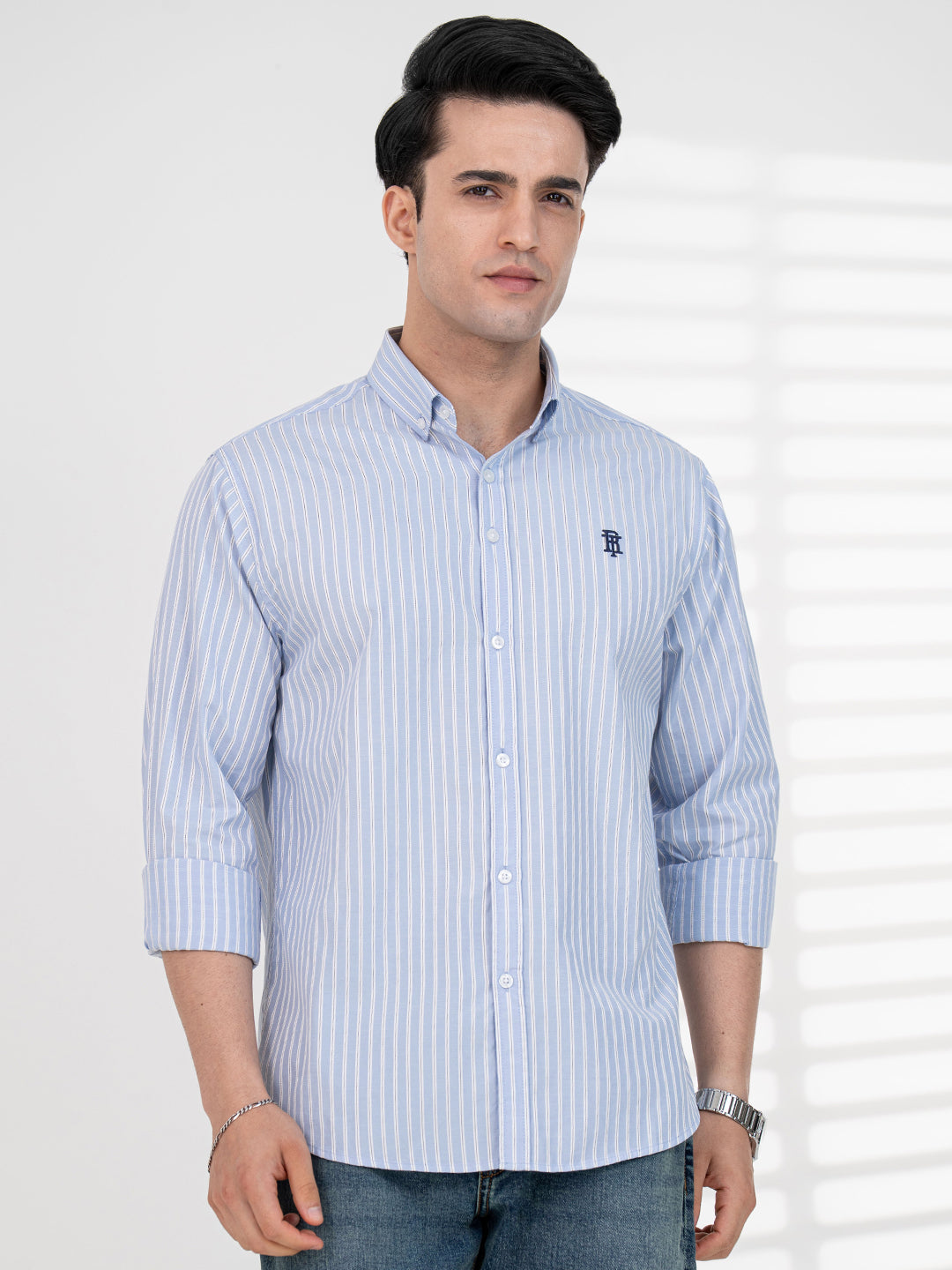 Shirts Red Tape Mens Striped Full Sleeve Blue Shirt