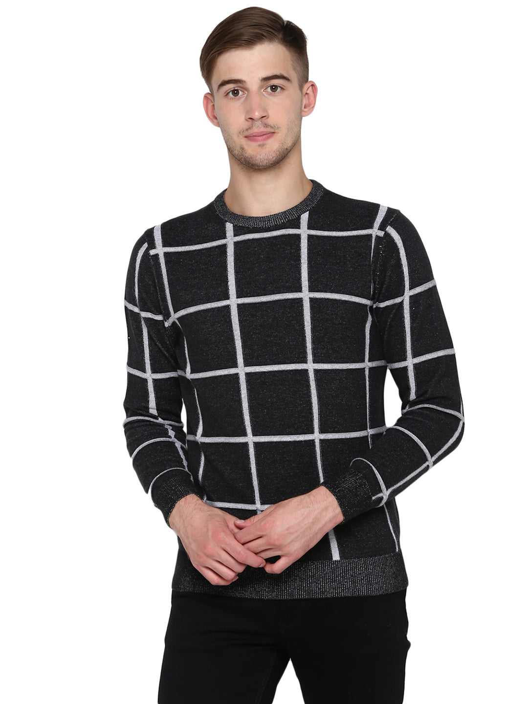 Men's Black Cotton Sweater – Redtape
