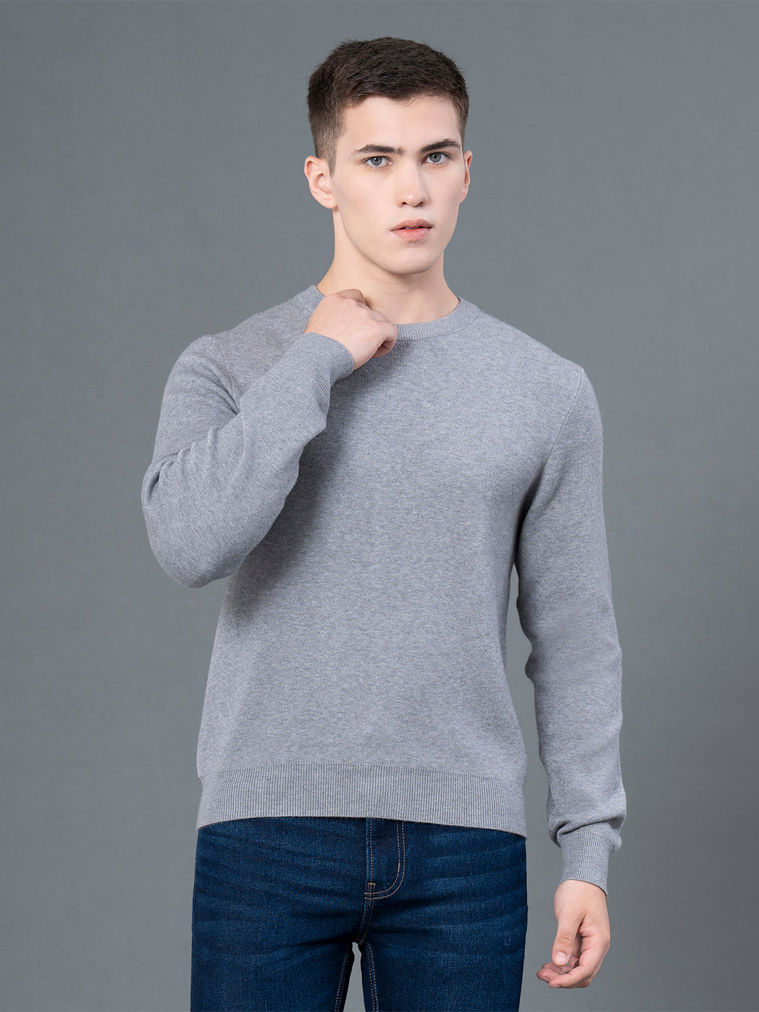 Round Neck Solid Sweater for Men Redtape