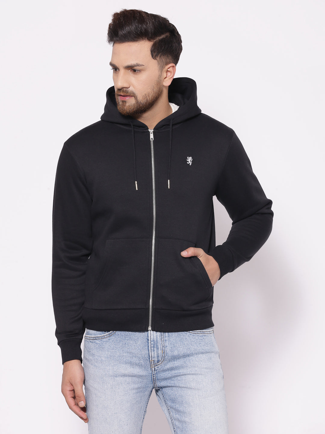 Red Tape Men's Solid Black Hoodies Redtape