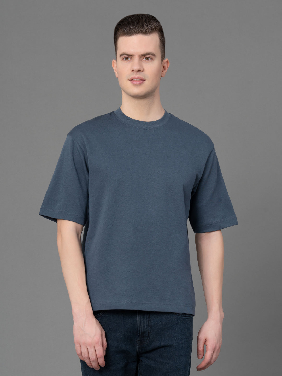 RedTape Stone Blue Oversized Round Neck T-shirt for Men Quick