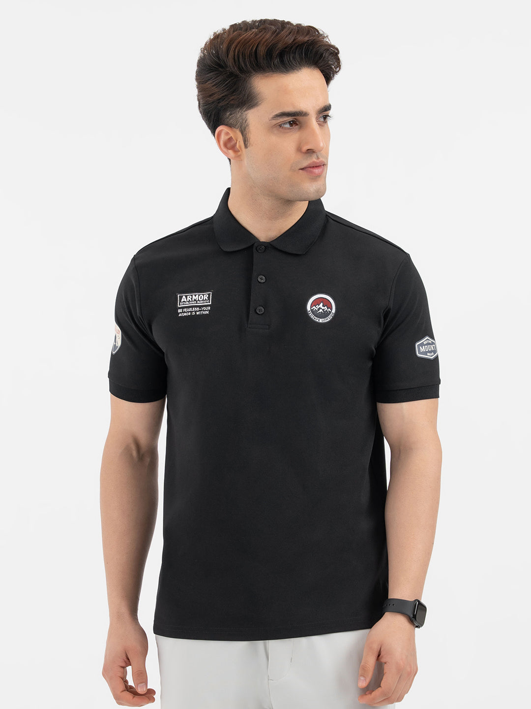 Red Tape Men's Black Polo T-Shirt
