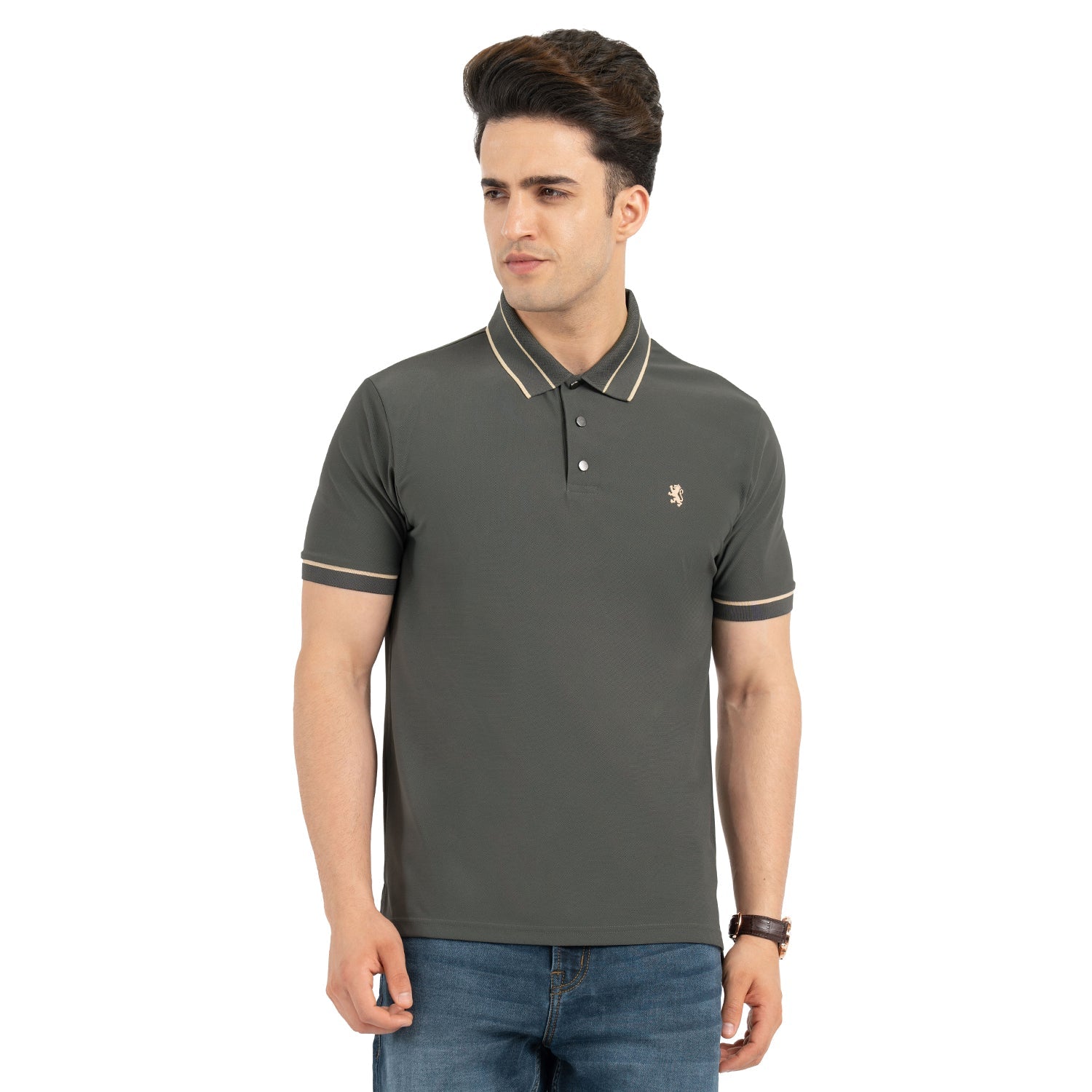 T Shirts for Men in Dark Olive | Nylon Spandex Polo T Shirt – Redtape