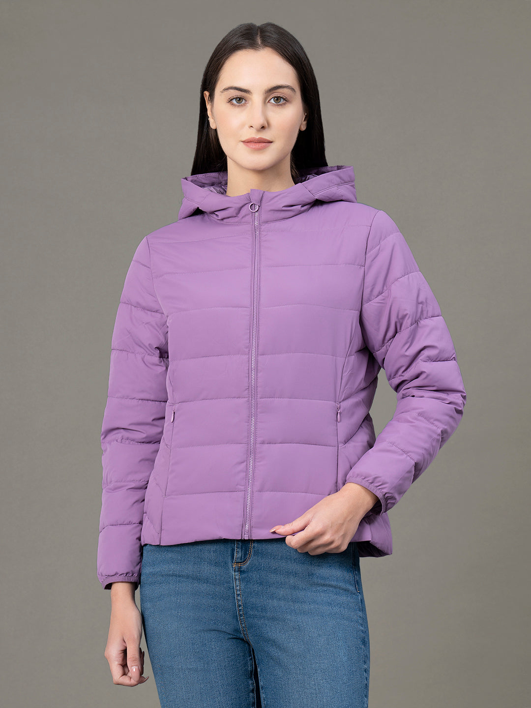 Red Tape Hooded Jacket for Women Padded Water Resistant Finish