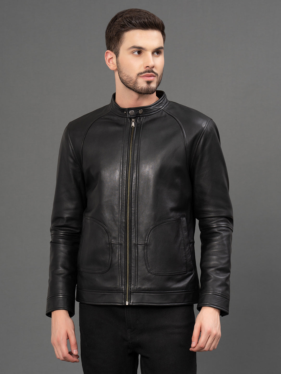 ジャケット・アウター   Red Label Leather Jacket Black Leather Jacket for Men – Redtape