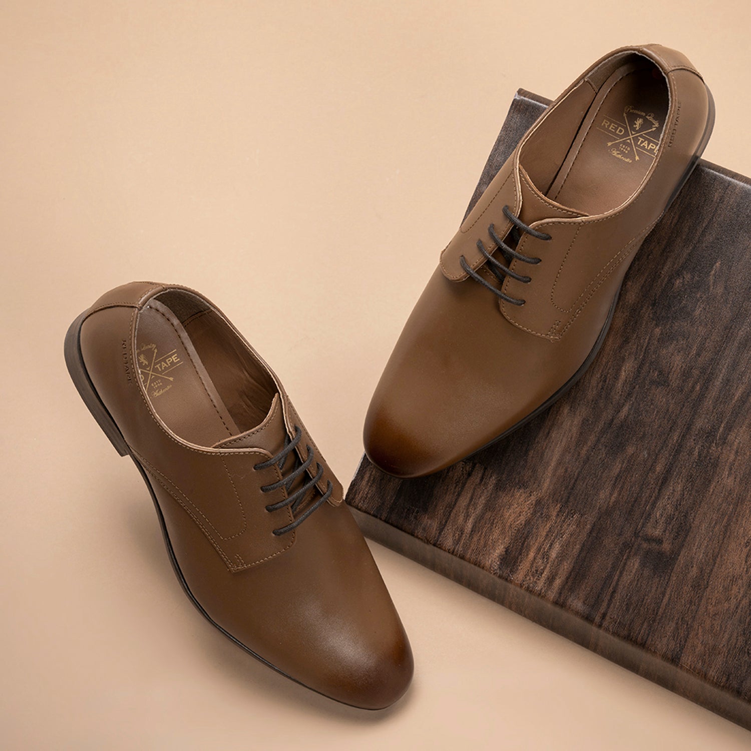 red tape brown dress shoes Buy Red Tape Mens Solid Brown Derby Shoes Online