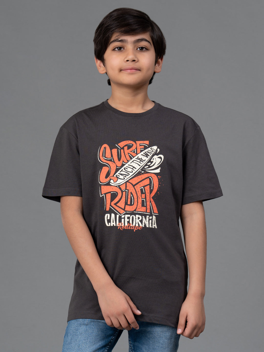 Red Tape Unisex Kids T-Shirt- Best in Comfort| Cotton| Space Grey