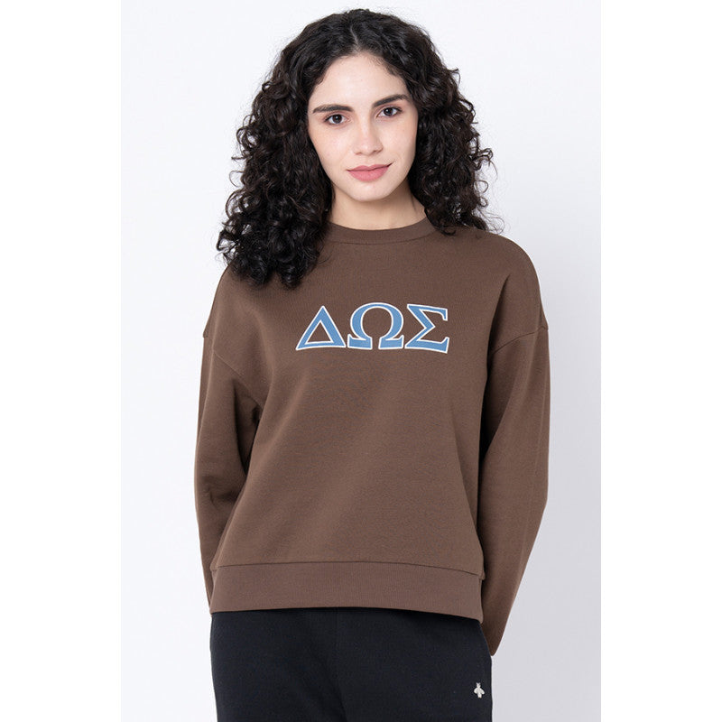 Women's Dark Brown Graphic Print Sweatshirt Redtape