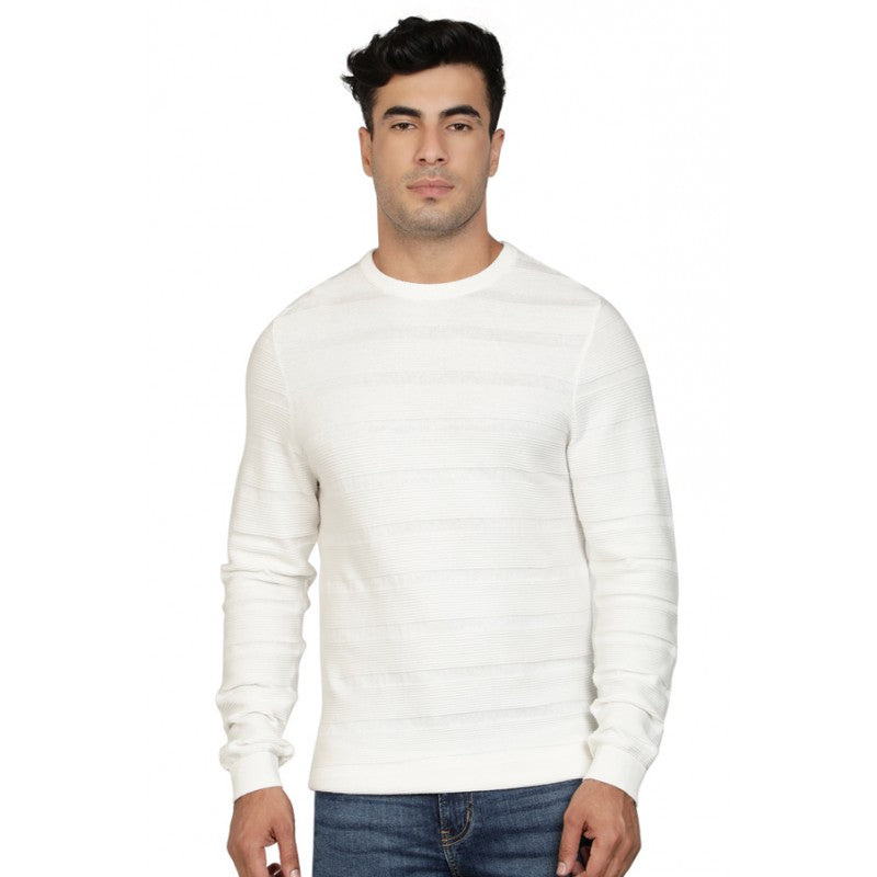 Mens Off White Cotton Sweater Redtape