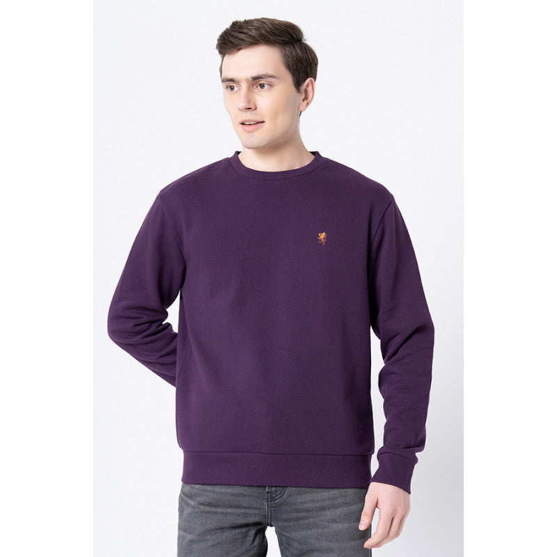 Men's Dark Purple Solid Sweatshirt Redtape