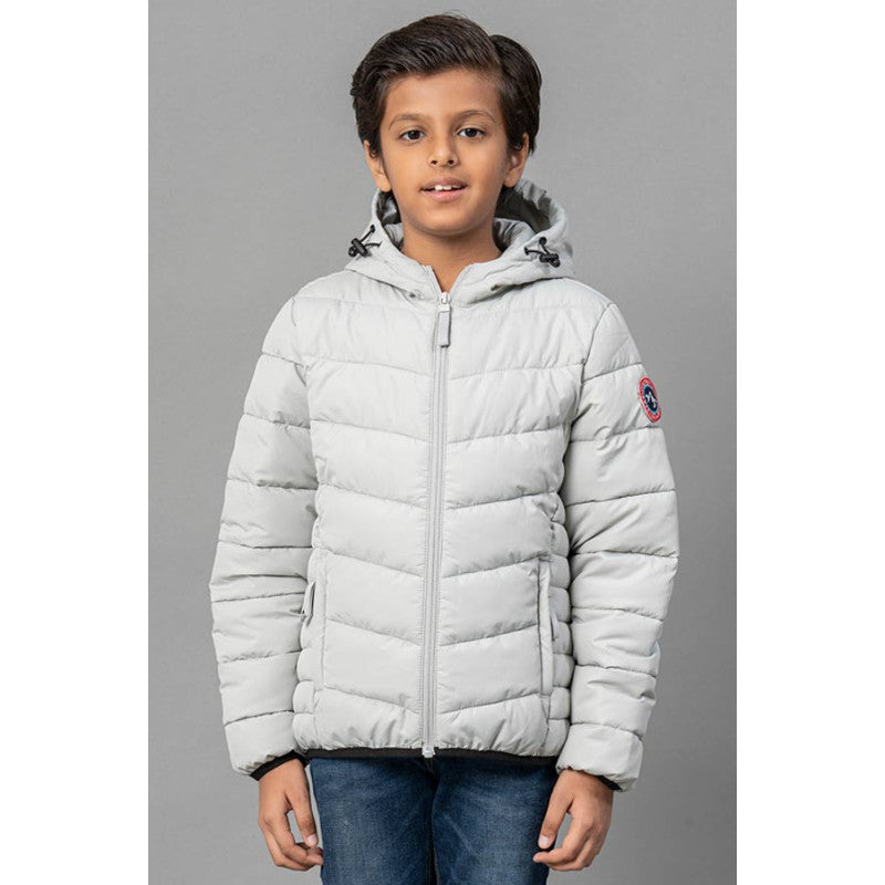 Hooded Puffer Boys Grey Padded Jacket Kids Unisex Grey Padded
