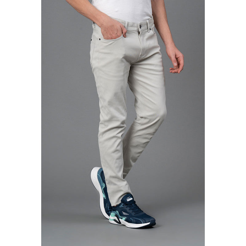 Men's Grey Solid Washed Cotton Spandex Skinny Jean Redtape