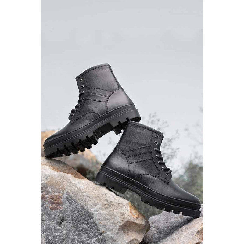 Genuine Leather Biker Boots for Men Comfortable Lace-Up Redtape