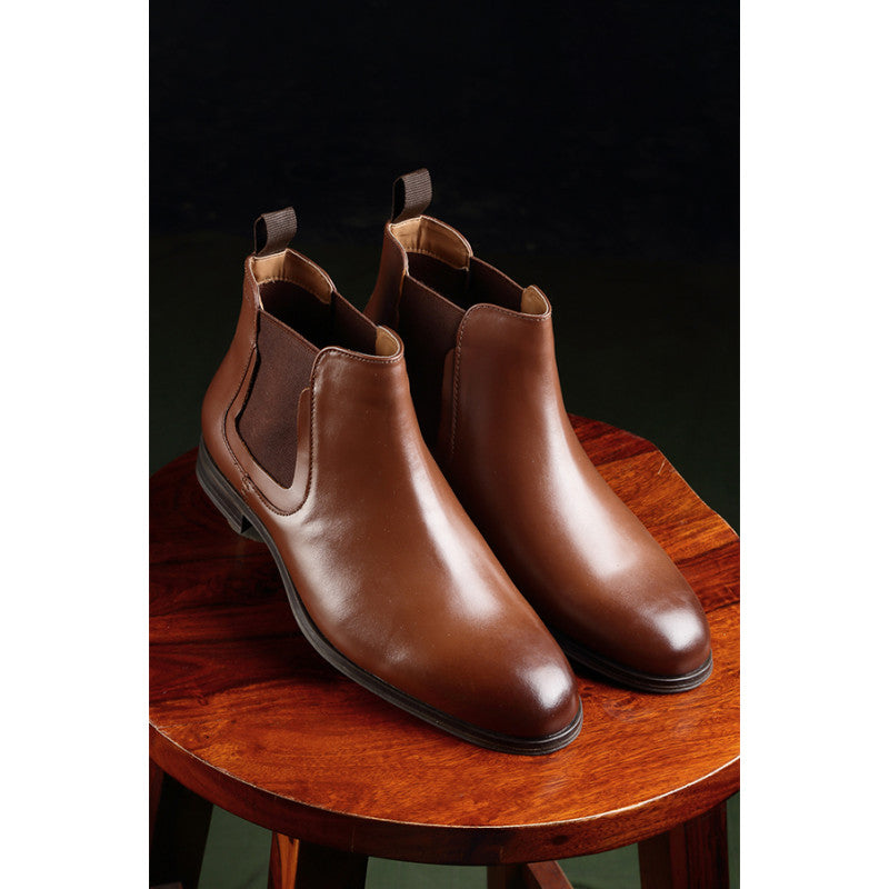 Men Teak Genuine Leather Chelsea Boots For Men Redtape