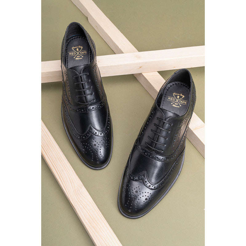 Men Black Oxford Shoes Redtape - Main Image