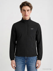 Jackets for Men in Black | Solid Regular Fit Jacket with Functional Pockets