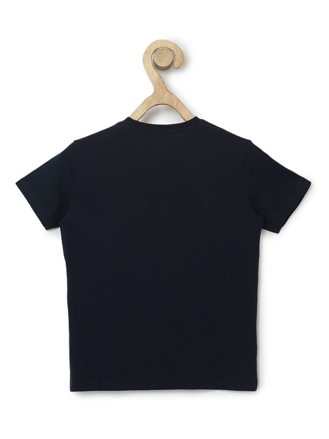 Boys Navy Printed Pure Cotton T-Shirt