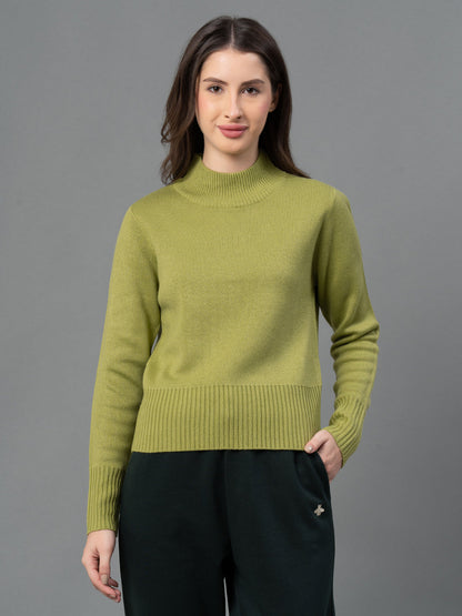 Mode By Red Tape Women Green Solid Sweater Redtape