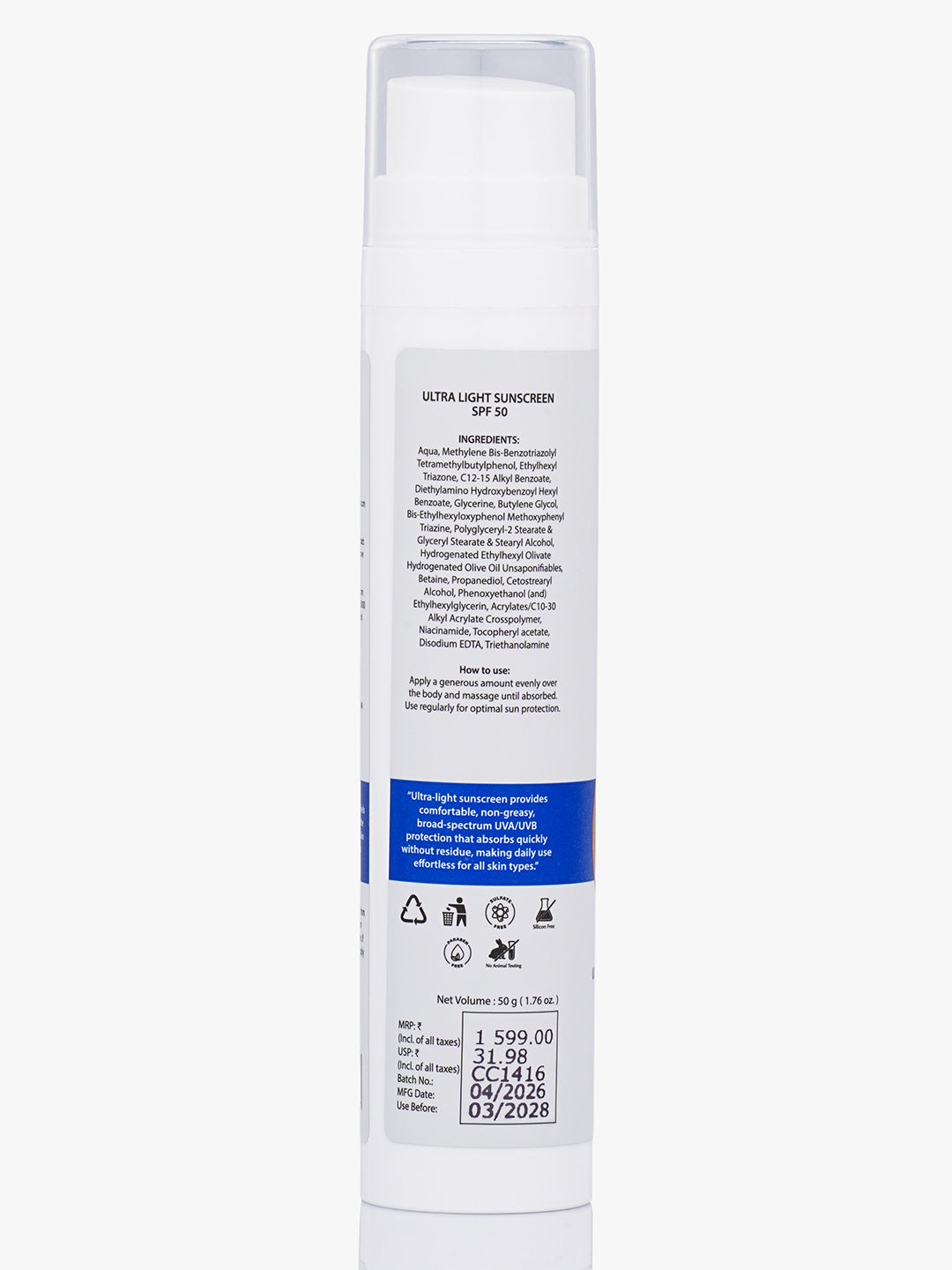 Ultra Light Sunscreen Spf 50
