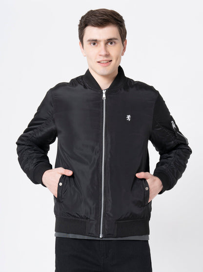 Men's Black Solid Jacket