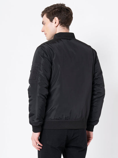 Men's Black Solid Jacket