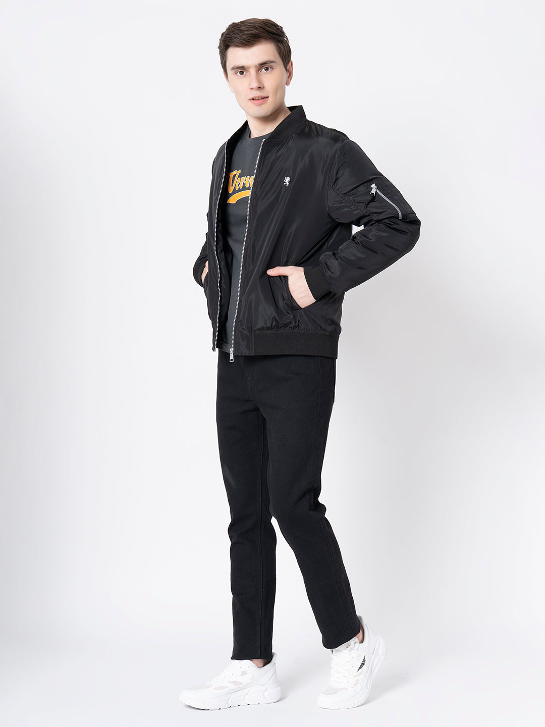 Men's Black Solid Jacket