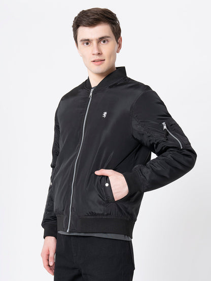 Men's Black Solid Jacket