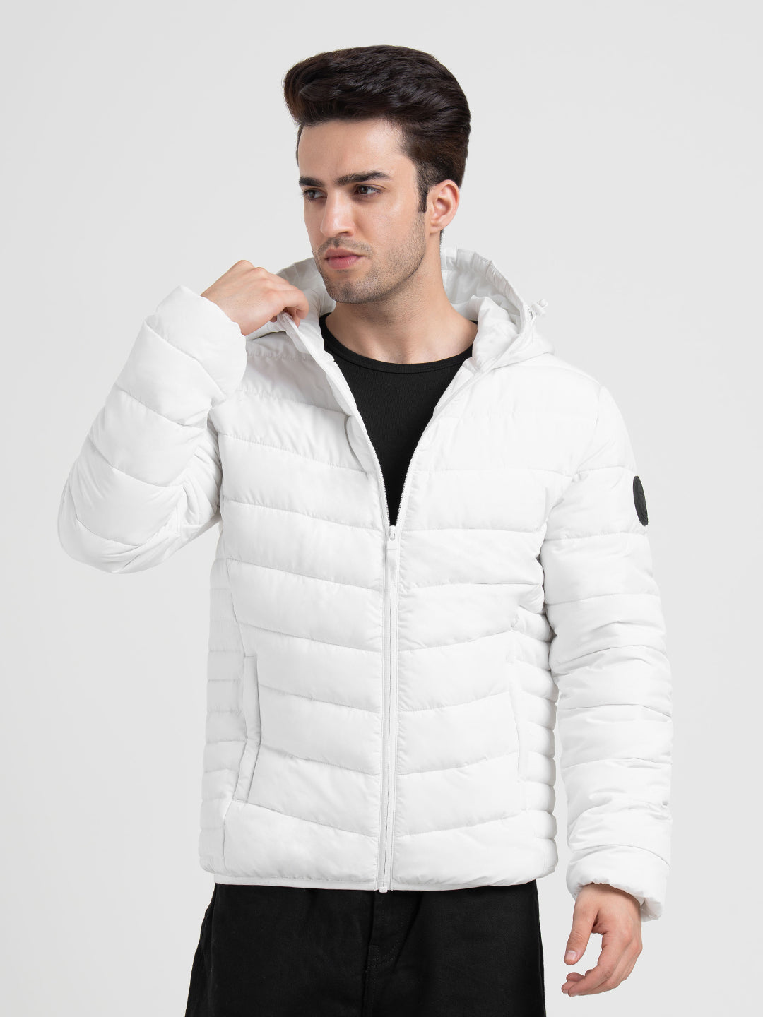 White Men's Padded Heatseal Jacket | All-Season Winter Protection