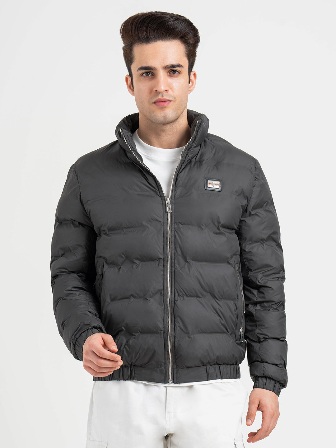 Red Tape Charcoal Grey Padded Jacket For Men | Full-Sleeve Winter