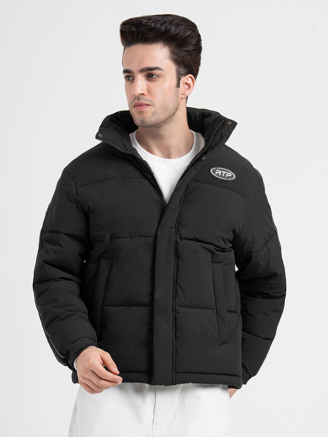 Black Padded Jacket For Men | Full-Sleeve Light Weight Winter Protection