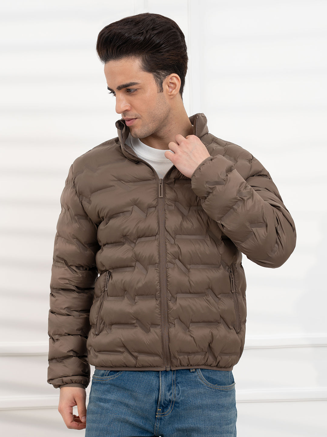 Grey Men's Heatseal Padded Jacket | All-Season Winter Protection