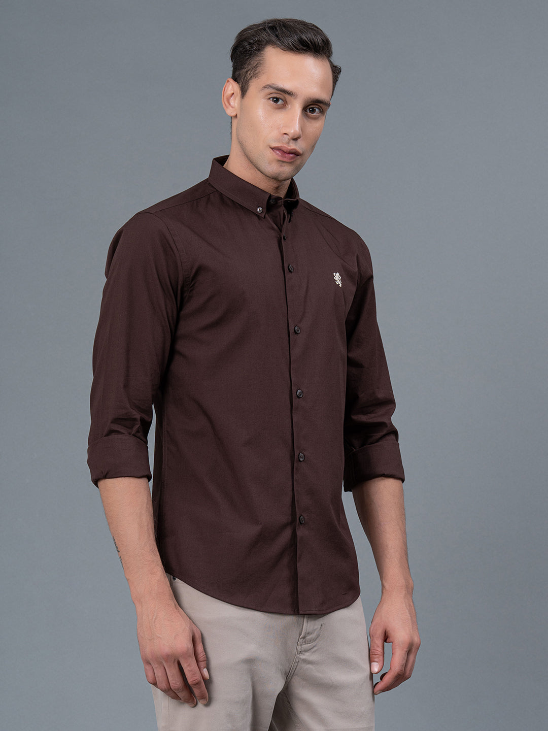 Solid Button Down Shirt for Men