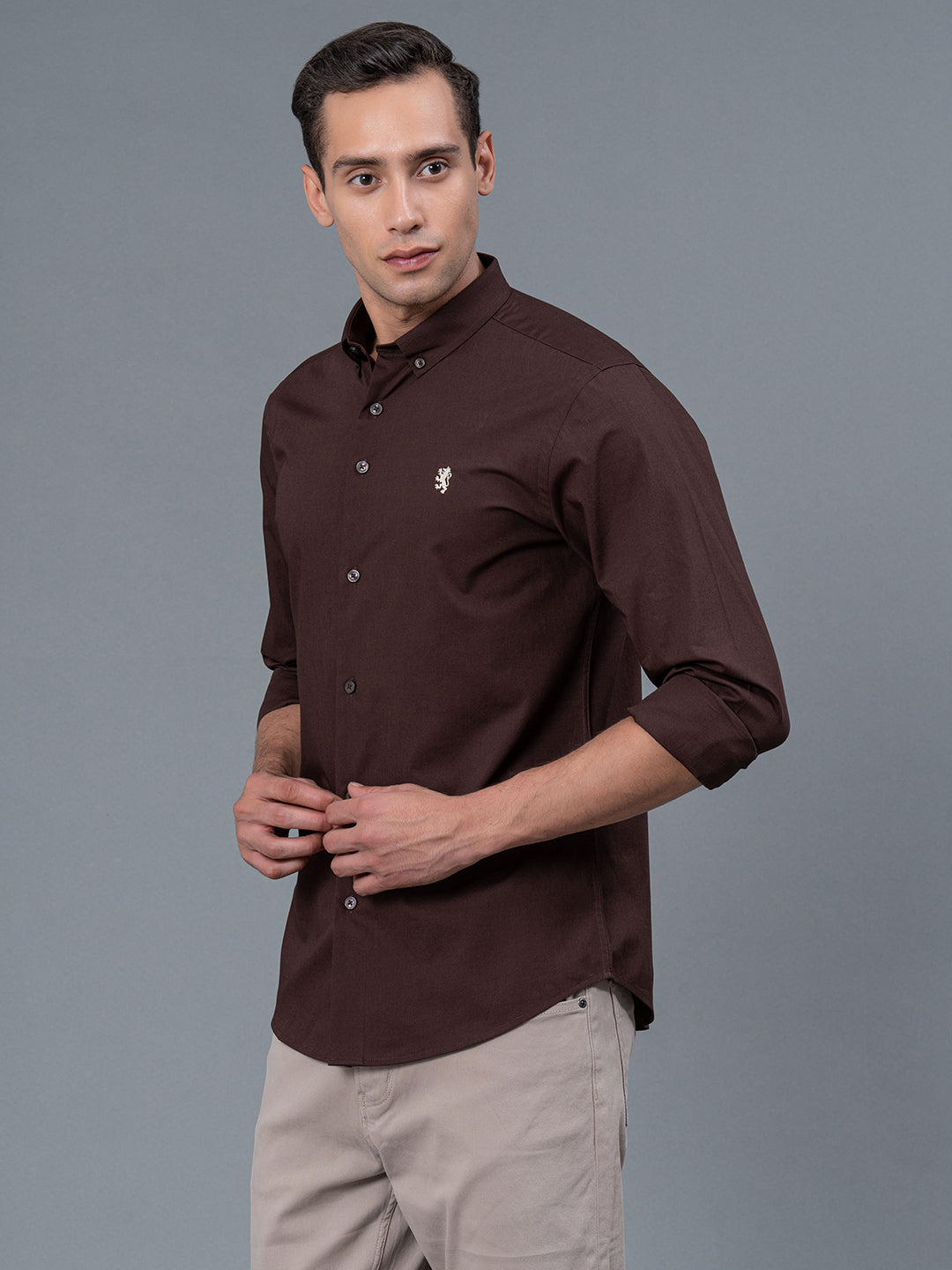 Solid Button Down Shirt for Men