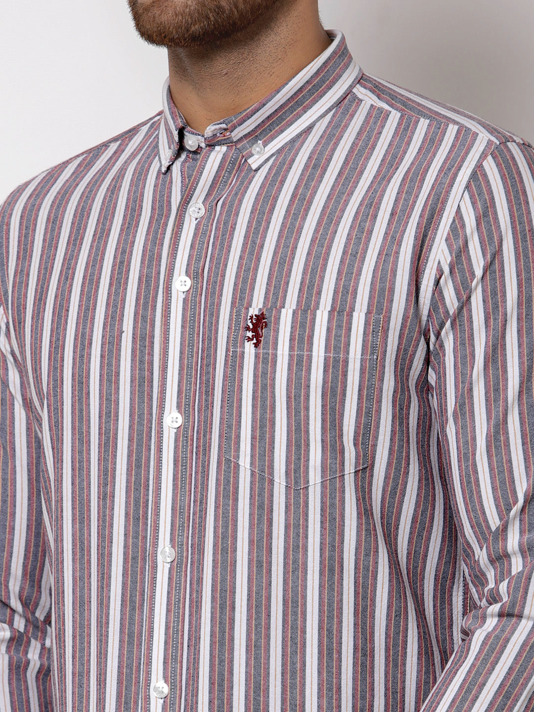Regular Fit Striped Cotton Shirt for Men