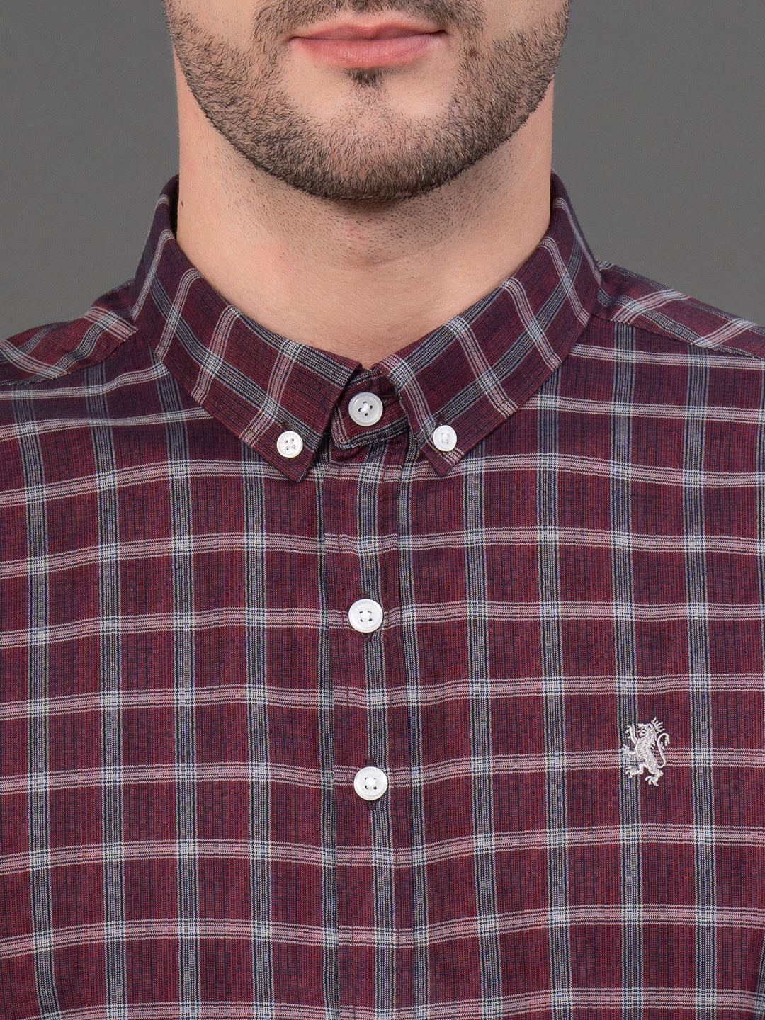 RedTape Maroon Checked Shirt for Men | Classic & Versatile