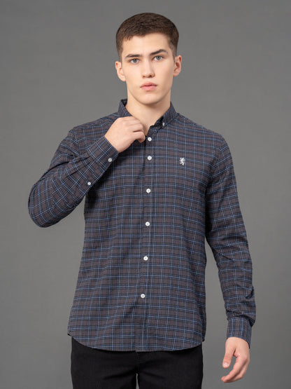 RedTape Dark Grey Checked Shirt for Men | Classic & Versatile