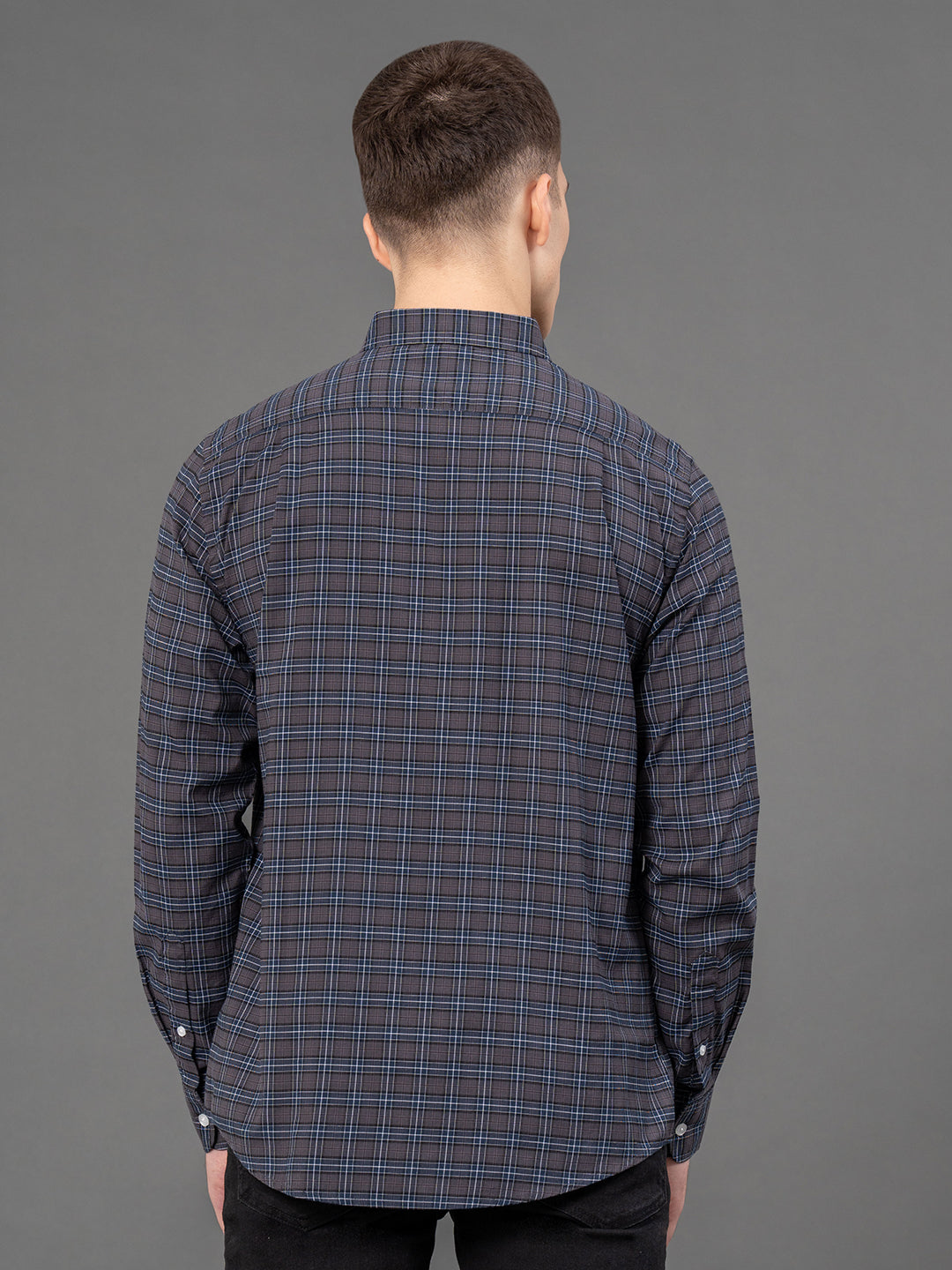 Dark Grey Checked Shirt for Men