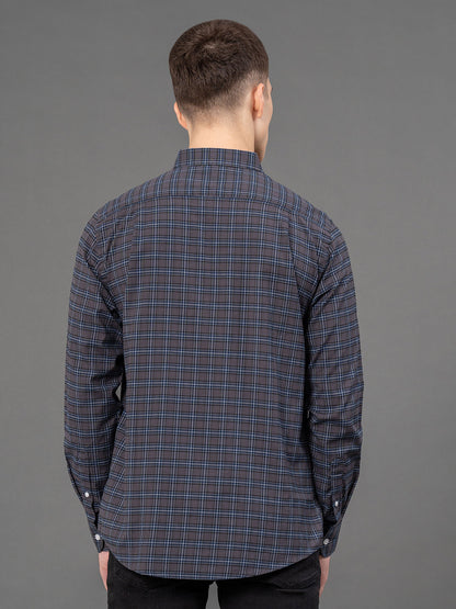 RedTape Dark Grey Checked Shirt for Men | Classic & Versatile