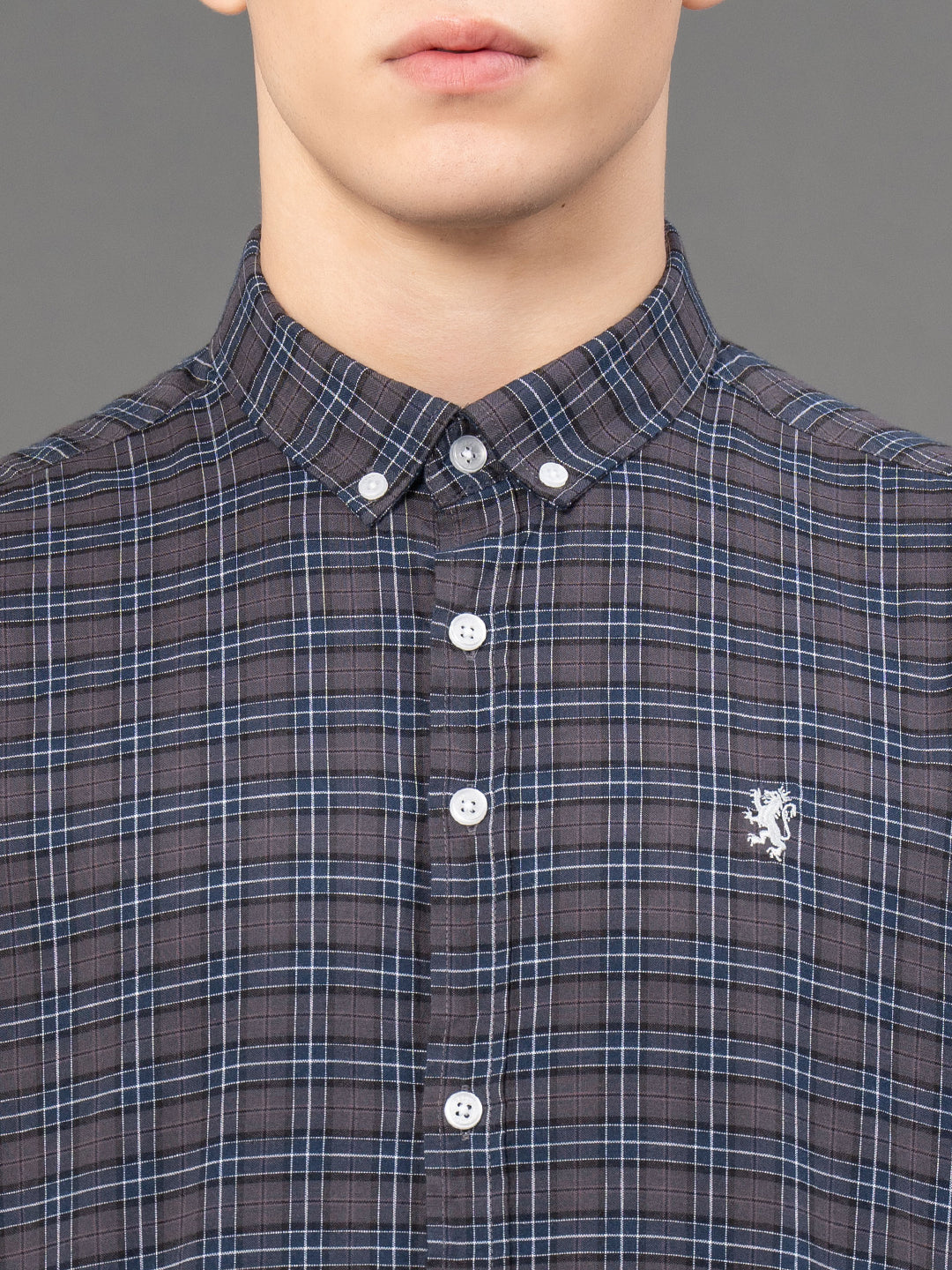 Dark Grey Checked Shirt for Men