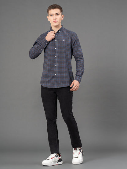 RedTape Dark Grey Checked Shirt for Men | Classic & Versatile